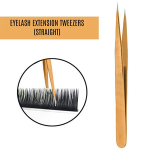 Eyelash <b>Extension</b> Straight Stainless Steel Tweezers with Curved Tip Volume Tweezers Skin Remover Manicure Makeup <b>Nail</b> - Product Image 5