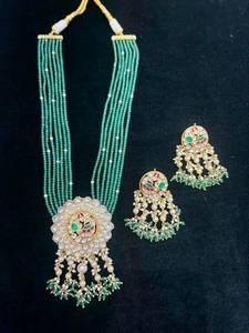 TISHYA DIAMOND Gold Plated Copper Alloy Necklace Earring <b>Set</b> Ruby Brilliant Cut Imitation <b>Pearl</b> Tassel Ethnic Wedding <b>Jewelry</b> - Product Image 2