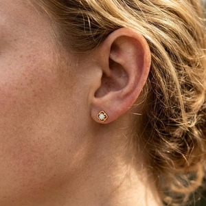 Flower Style Natural Oval Cut <b>Opal</b> Stud <b>Earrings</b> 925 Silver Claw Setting <b>Black</b> Gold Plated 3 Gram Christian Trendy Women's - Product Image 4