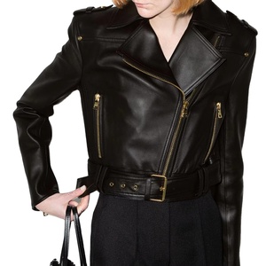 Chaqueta de Cuero Genuino Personalizable de Fábrica para Mujer de Talla Grande con Tela Suave y Cómoda, Cuello Alto, a la Moda - Product Image 1