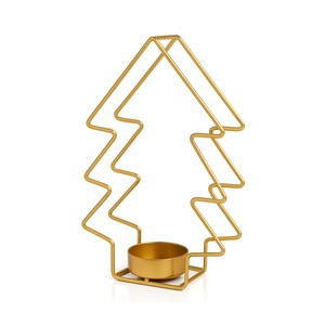 Gold Metal Christmas Tree <b>Tealight</b> <b>Candle</b> <b>Holder</b> for Home Decor Festive Table Centerpiece and Xmas Holiday Decoration - Product Image 1