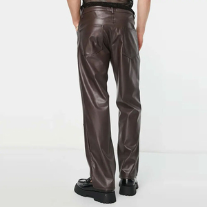 New Best High Arrival <b>Men's</b> Casual <b>Leather</b> <b>Pants</b> Made High Waist Straight Cut Outdoor Use Reasonable Prices - Product Image 2