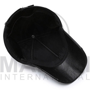 Wholesale High Quality Fashion Solid Color Autumn and Winter Leather Hand Knitting Leather <b>Baseball</b> <b>Cap</b> Hat - Product Image 4