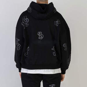 Custom Rhinestones Tracksuits <b>Skeleton</b> Black Color Rhinestones Tracksuit Zipper Pullover Long Sleeve - Product Image 4