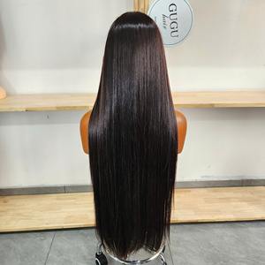 Perruque Lace Front Longue et Lisse en Cheveux Vierges Vietnamiens, Double Drawn, Closure 5x5, Sans Colle, Cheveux Humains Colorés, Bonnet Moyen, Idéale pour Salons de Coiffure - Product Image 5