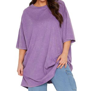 Women's Casual Vintage Acid <b>Wash</b> T-Shirts Summer Heavyweight 100% Cotton High Quality Quick Dry Eco-Friendly Custom Logo - Product Image 2