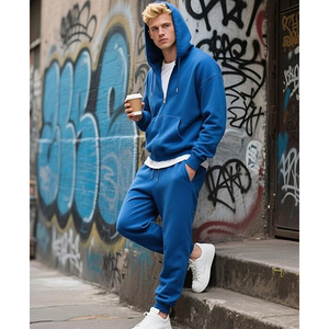 Survêtement bleu à capuche pour homme, couleur unie, décontracté, avec poches latérales, respirant, collection automne 2026 - Product Image 5