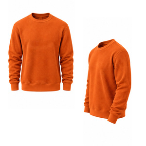 <b>Mens</b> Waffle Knit Sweatshirt Long Sleeve Crewneck Pullover Casual Textured <b>Thermal</b> Top Custom OEM Streetwear Manufacturer Factory - Product Image 5