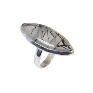 Noir Rutile 925 Sterling Silver Gemstone Élégant Anneau Designer Anneau Marquise Forme Bijoux Faits À La Main Noir Rutile Cadeau Pour Elle - Product Image 1