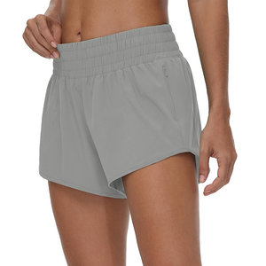 กางเกงวิ่งโลโก้แบบกำหนดเองสำหรับผู้หญิง กางเกงกีฬาแห้งเร็วสำหรับเดินป่าและวิ่งจ๊อกกิ้ง มีกระเป๋าซิป กางเกงขาสั้นผู้หญิง - Product Image 4