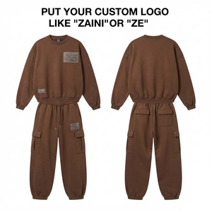 <b>Mens</b> Premium Cotton Polyester Fleece Sweatsuit 240g for <b>Green</b> Brown Custom Digital Print Logo Oversized Breathable Winter - Product Image 1
