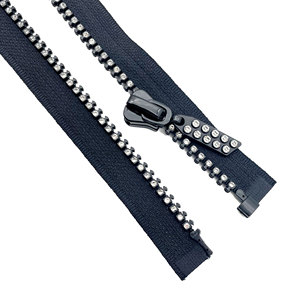 Free Sample Decorative Open-End Auto Lock <b>Zipper</b> with Rhinestones Diamond <b>Zipper</b> Decorative Plastic <b>Zipper</b> Made - Product Image 4