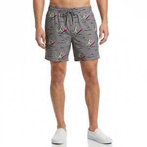 Shorts de bain pour hommes à séchage rapide avec doublure de compression intégrée, imprimé dinosaure de dessin animé, short de plage, usine de vêtements Sialkot - Product Image 2