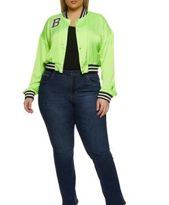 Chaqueta Varsity Corta de Satén de Alta Calidad para Mujer, Forro de Poliéster Transpirable y Ligero, 100% Seda, Material de Alta Calidad, MOQ Bajo - Product Image 3