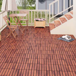 Azulejos de cubierta de madera de Acacia antideslizantes modernos DIY 300*300mm lisos para decoración de jardín interior y exterior, para terraza y patio trasero - Product Image 1