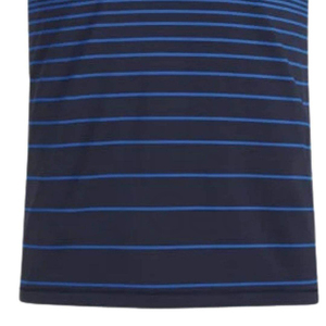 เสื้อโปโลผู้ชายลายทางถักแขนสั้นลำลองสีน้ำเงินทรงปกติ - Product Image 5