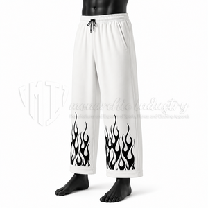 Pantalon de survêtement large personnalisé pour homme, imprimé flamme, style streetwear, fabriqué par un fabricant - Product Image 3