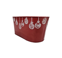 Bak Minuman Logam Oval Merah Desain Industrial Ember Oval Tahan Lama untuk Mengorganisir