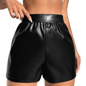 Shorts Deportivos de Cuero para Mujer, Shorts de Gimnasio, Fitness, Entrenamiento, Ejercicio, 100% Cuero, Shorts de Mujer en Venta - Product Image 1