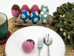 Wholesale Felt & Yarn Handmade Wool Needle Felt <b>Easter</b> Egg <b>Ornaments</b> Embroidery Design for Kids Egg Hunt Spring Craft Supplies - Product Image 4