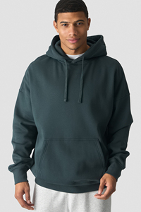 Sudadera con Capucha Extra Grande para Hombre, Verde Oscuro, Felpa de Algodón, Diseño Casual de Color Sólido con Bolsillos, Ropa de Otoño - Product Image 2