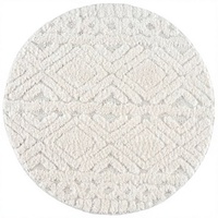 Premium Fluffy Cotton Boho Round Bathmat with Tufted Geometric Design Anti-Slip Eco-Friendly Latex Backing for Home & Hotel Use