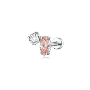 Pendiente de botón de diamante rosa cultivado en laboratorio, arete de cartílago helicoidal de oro de 14K, joyería brillante única para mujer, uso diario - Product Image 2