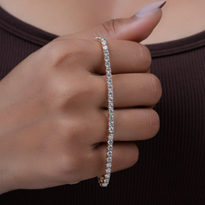 Pulsera de tenis de lujo con 9 diamantes redondos brillantes cultivados en laboratorio para mujer, certificada por IGI, oro de 14K, elegante para bodas y fiestas. - Product Image 3