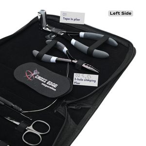 Kit d'outils professionnel pour extensions capillaires dorées avec pinces de retrait et de fixation de perles, aiguilles courbées et mini-ciseaux de salon, anneaux de séparation - Product Image 3
