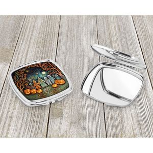 Espeluznante Halloween esqueletos Papel Picado compacto plegable de mano espejo de maquillaje viaje decorativo espejo de bolsillo para mujeres niñas - Product Image 3