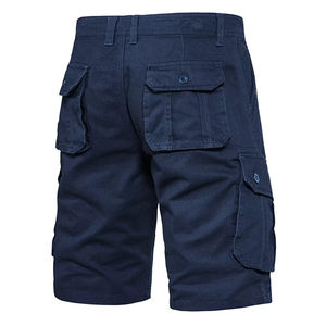 Shorts cargo amples pour hommes, unis, décontractés, grande taille, coupe-vent, en toile 100% coton avec poches - Product Image 3