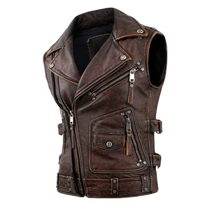 Leather Vest New Fashion Customize Leather Vest Hot Selling Leather Vest Custom Design Breathable Durable Winter Leather Vest - Product Image 1
