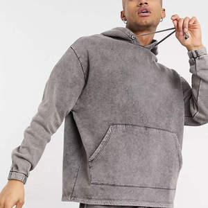 Sweat-shirt à capuche gris en coton pour homme, coupe ample, manches longues, couleur unie, décontracté, avec poches latérales et cordon de serrage, idéal pour l'automne - Product Image 5
