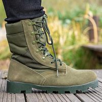 Botas tácticas de exterior de caña alta para hombre, de gamuza sintética, con cordones, duraderas, para trabajo y senderismo
