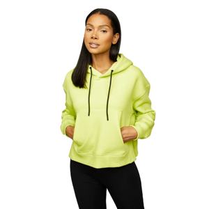 Sudadera con Capucha Verde Lima para Mujer, Color Sólido, Manga Larga, Tejida, Informal, para Otoño, Transpirable, Corte Regular - Product Image 2