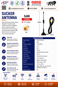 Antena de ventosa de 6dBi 432-443MHz multibanda para exteriores, amplificador de señal WiFi GSM GPS LTE IoT, antena SMA macho - Product Image 3