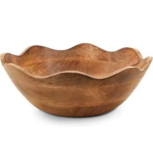 Cuenco de Madera Artesanal con Pedestal, Cuenco Decorativo de Madera Maciza, Cuenco Rústico para Frutas y Ensaladas, Centro de Mesa para Cocina y Comedor - Product Image 4