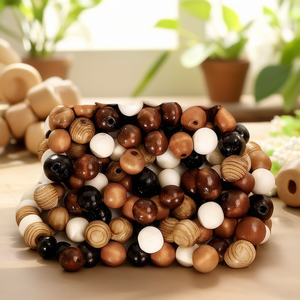 Perles rondes en bois naturel pour la fabrication de bijoux faits à la main, fournitures d'artisanat - Product Image 3