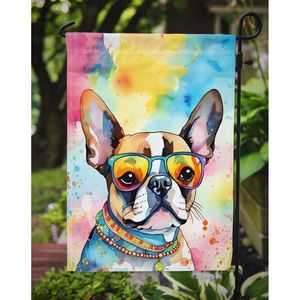 Boston Terrier Hippie Dawg Multicolore Jardin Drapeau Boîte Aux Lettres Décoratif Cour Bannière pour Patio Oeuvre et Lits De Fleurs Pelouse Signe Taille - Product Image 3