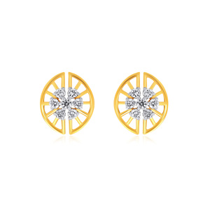 Pendientes de Diamantes de Oro Amarillo de Lujo Sheer Elegance, Corte Brillante Redondo, Color H, para Uso Diario de Mujeres, Chapados en Oro de 18K - Product Image 1