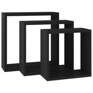 Juego de 3 Estantes de Pared Cúbicos de MDF Negro, Grandes, Medianos y Pequeños, para Organización del Hogar o la Oficina - Product Image 3