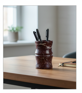 Vase à fleurs en onyx rouge foncé, fait main, en marbre naturel, décoration minérale polie, accent d'art pour la maison, cadeau de luxe - Product Image 2