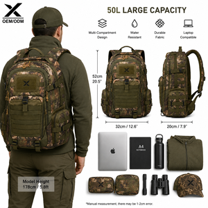 กระเป๋าเป้สะพายหลังสำหรับล่าสัตว์แบบกำหนดเอง พร้อมช่องใส่ของแบบ MOLLE ซิปกันน้ำ ผลิตจากไนลอน 1000D ความจุ 56-76 ลิตร เหมาะสำหรับการเดินป่ากลางแจ้ง รับผลิตแบบ OEM ODM - Product Image 4