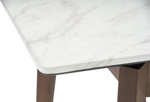 Luxury Extending Dining <b>Table</b> with High Pressure Laminated Marble <b>Top</b> and <b>Solid</b> <b>Wood</b> Legs for Modern Apartment - Product Image 3