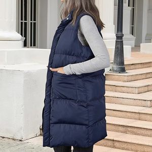 Gilet matelassé respirant pour femme, léger, sans manches, en nylon, avec rembourrage chaud, fermeture éclair sur le devant, décontracté, pour l'hiver - Product Image 1