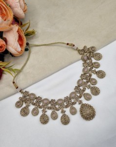 Ensemble de bijoux 3 pièces pour femmes, pierres précieuses ovales et en forme de poire, collection de bijoux de créateur, style ethnique, pour occasions spéciales. - Product Image 2