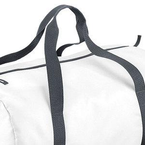 Sac de sport blanc avec sangles noires, fermeture éclair, léger, pour voyages et salle de sport, unisexe - Product Image 2