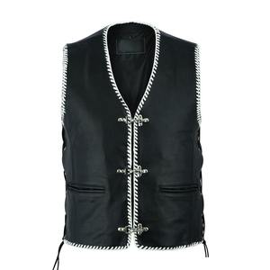 Side Lace Triple Breasted <b>Biker</b> Sports <b>Waistcoat</b> Geometric Design Genuine Leather Breathable Eco-Friendly Plus Size - Product Image 1