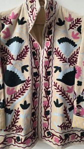 Heavy Embroidered Breathable <b>Quilted</b> Velvet Jacket Women Traditional Suzani Floral Thread Work Full Sleeve Open Front Winter - Product Image 6