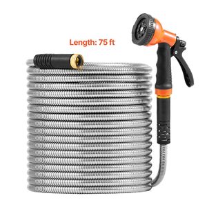 Tubo da Giardino Rinforzato in Acciaio Inossidabile Antiruggine da 75 Piedi, Anti-Piega, con Ugello a 10 Funzioni, Versatile per l'Irrigazione del Giardino da 50 Piedi - Product Image 3